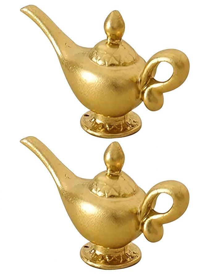 WLngtv 2Pcs Gold 1/12 Miniature Aladdin Genie Lamp Decoration Accessories，Genie Lamp，Dollhouse DIY Accessories，Dollhouse Decor Shooting Props - Image 1